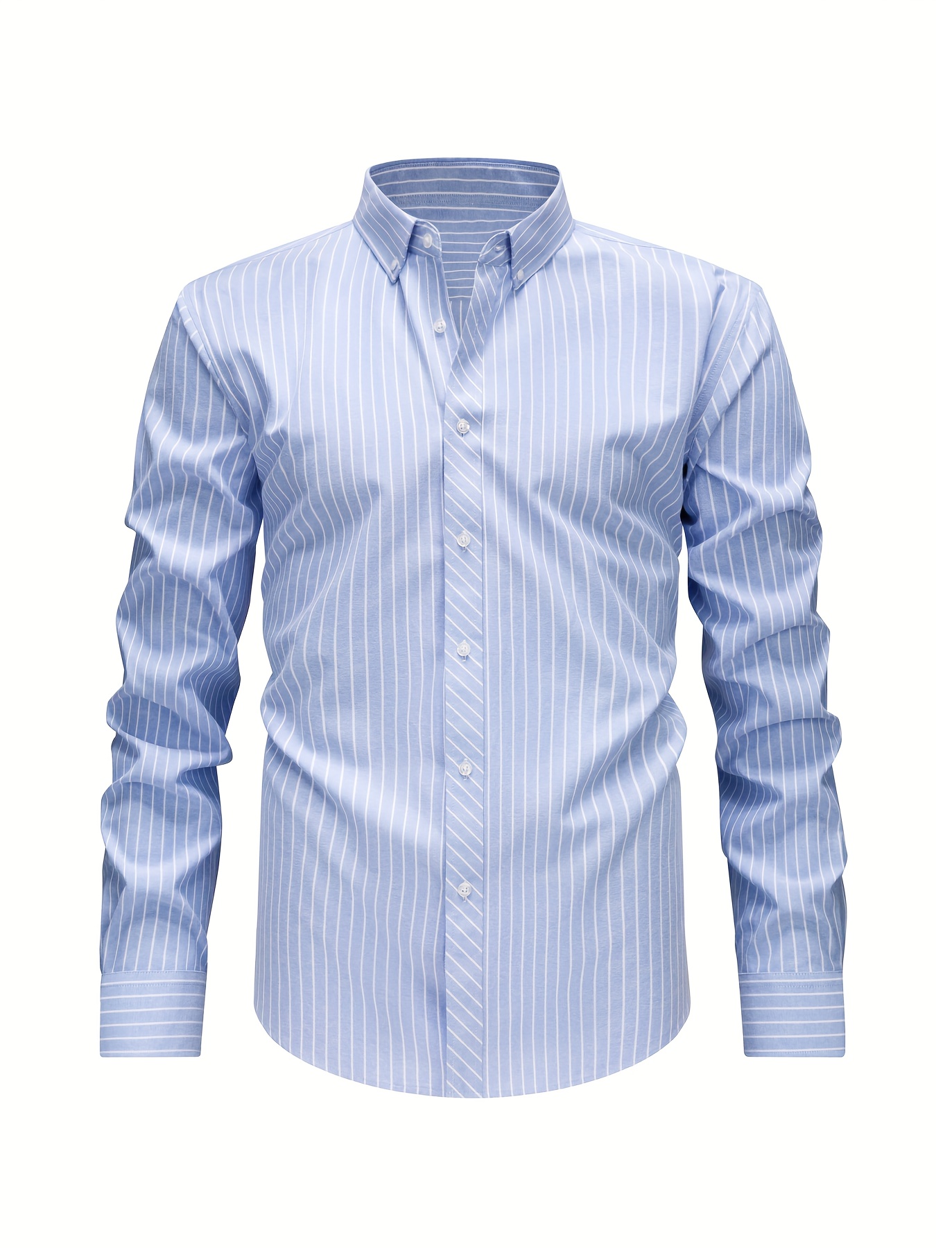 Oxford Shirts, Men'S Casual Stylish Long Sleeves, Business Loose Shirts, Button- Striped Dress Shirts, Long-Sleeve Collared Office Work Shirts with Fine Stripes, Perfect for Casual Outings And Streetwear