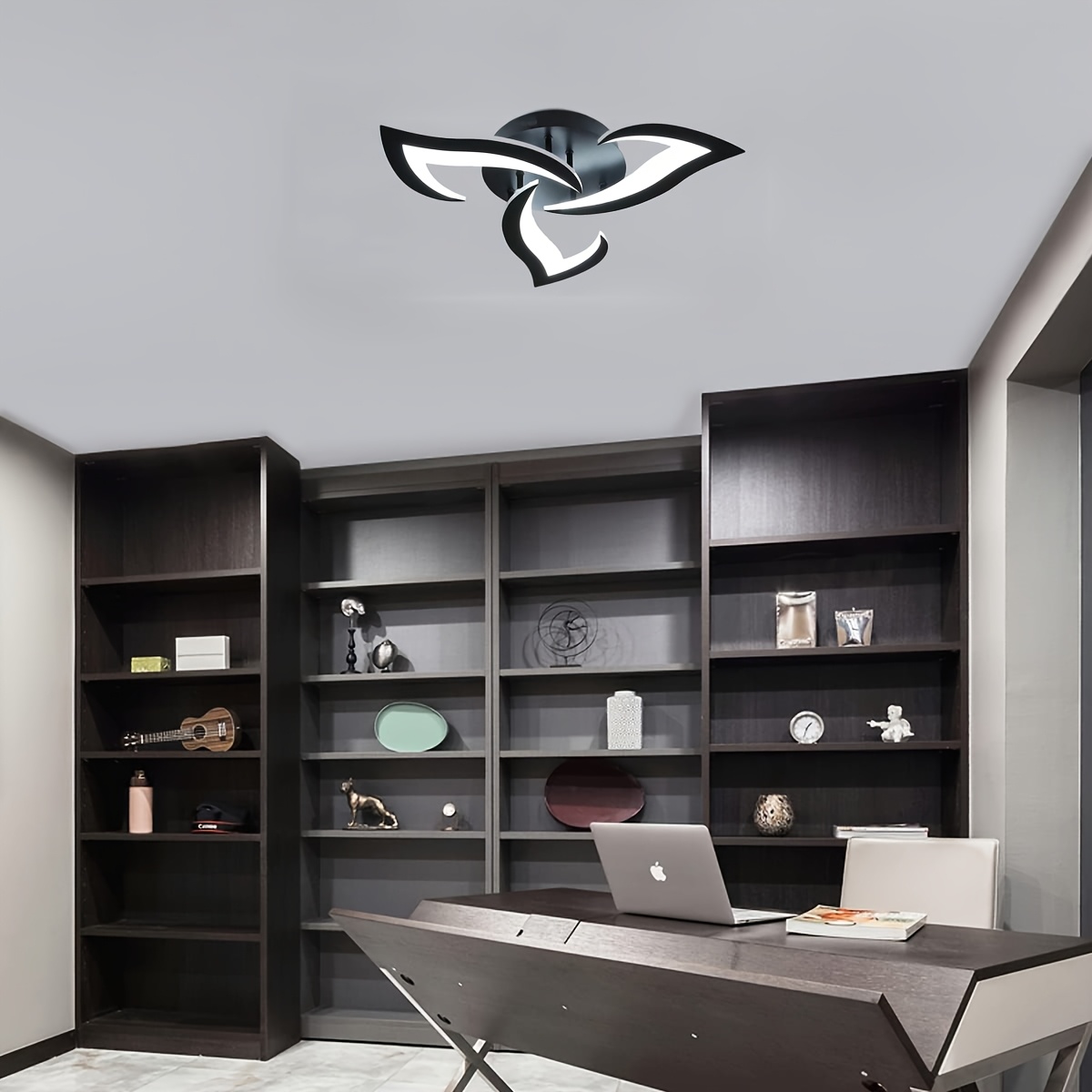 1pc Modern Black & White Floral LED Chandelier, 3000-6000K Color Temperature, Energy-Efficient Indoor Lighting for Living Room, Kitchen, Office, and More - Contemporary Design with Adjustable Dimming, Bedroom Light|Modern Chandelier|Adjustable Dimming