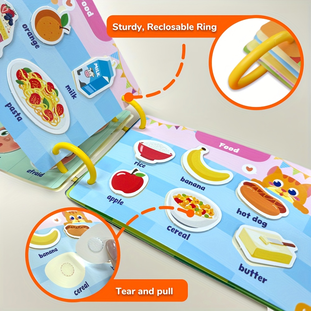 6 Themes Busy Book with, Cardboard, Educational Learning Toys for Cognitive and Thinking Abilities, Body, Animals, Food, Planet, Traffic, Emotion, Parent- Christmas gift, Family Game, Travel, Bedtime activities, Cognitive Development, Interactive Book, Colorful Pages, Highquality Print, Sturdy Binding, Educational Gift, Busy Board, Parents And Teachers, And