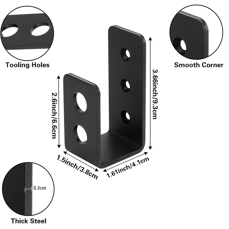 E-shop Hochleistungs 2X4 Türbarriere Halterung - Türhalterung zur Installation - (2 Stück) Eisen Metall U-förmige Halterung | Rostfrei -