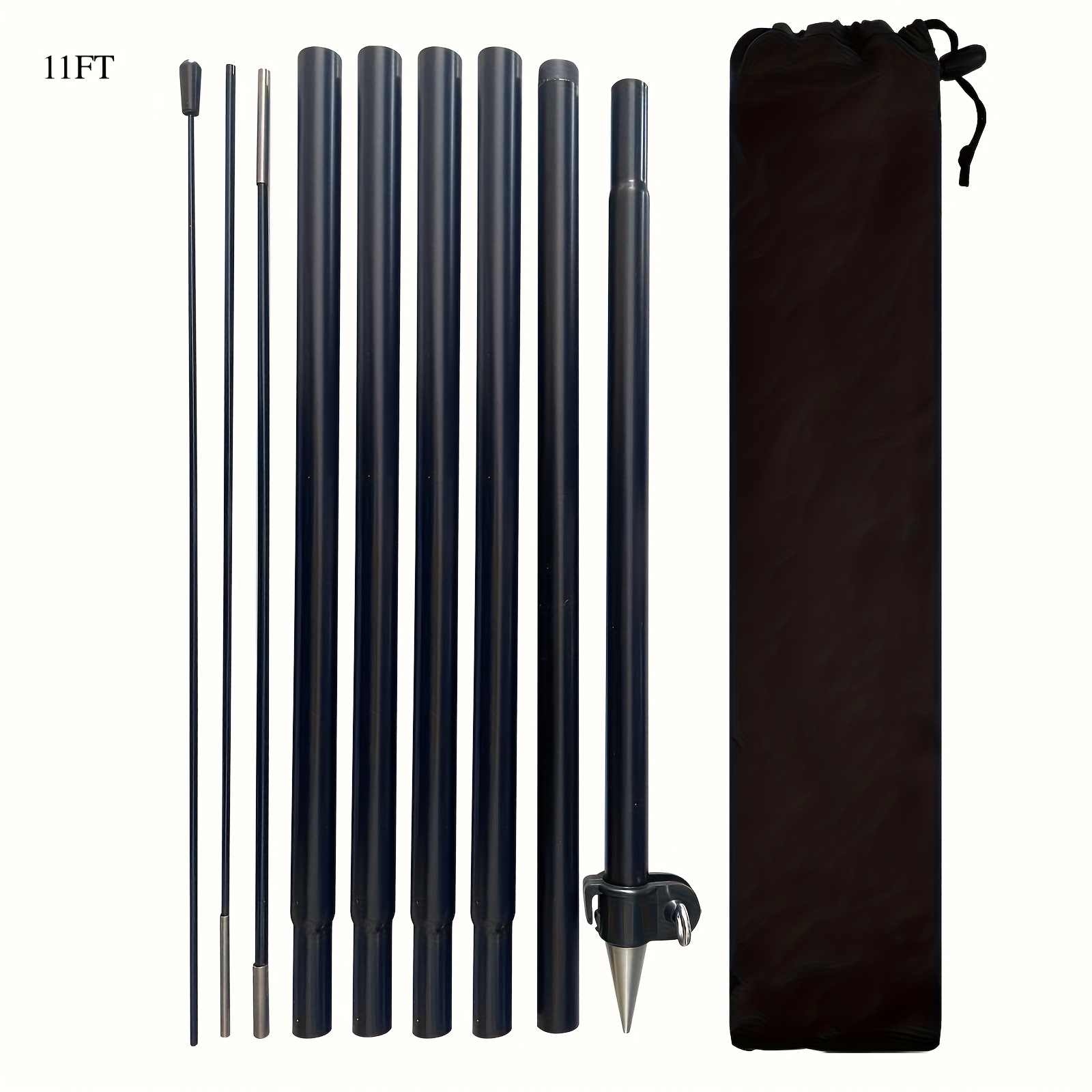 Image of A Set Of 9ft/ 11ft/ 13ft Flagpoles With Ground Stakes, Suitable For 6 Ft Flags. Made Of Durable Metal Material, Ideal For Outdoor Advertising And Decoration. (flag Not Included)