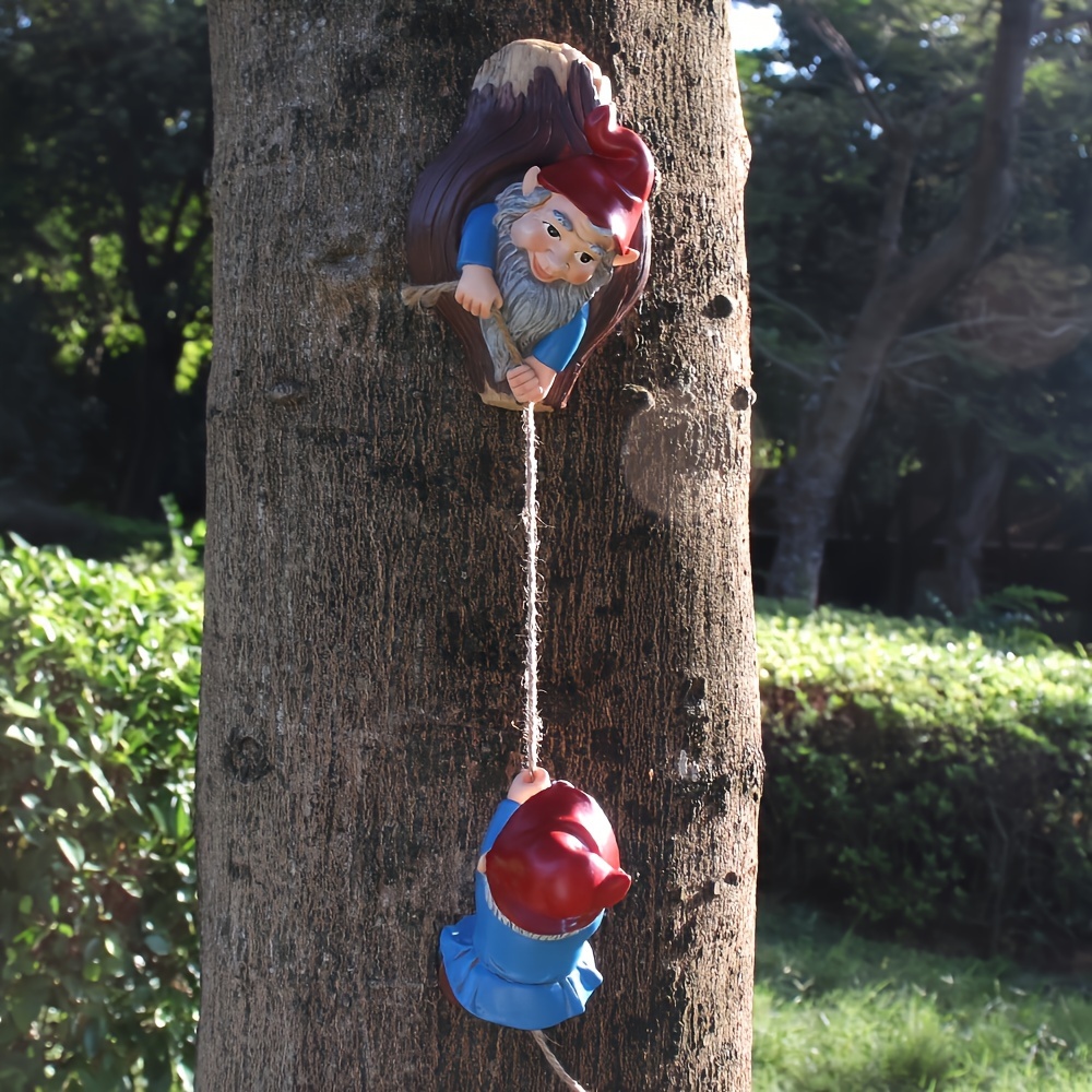 

Gnome Pull Rope Outdoor Tree Pendant 2 Red Hat Dwarfs And Gnome Elves Are Connected By A Rope In The Middle, Suitable For Hanging On Trees Or Other Places