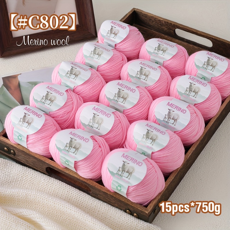 Prabangus 15 vnt. rinkinys 750G (26.4Oz) 100% Merino vidutinio pluošto vilnos siūlai