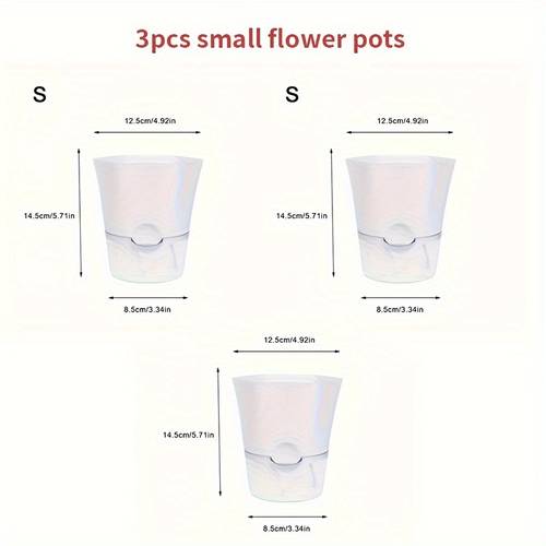 3 self absorbing flower pots with 3 ropes transparent and water level spout plastic gardening flower pot indoor hydroponic flower pot balcony desktop creative lazy person to water gardening green plant flower pot gardening