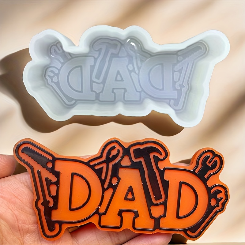 

1pc Silicone "dad" Shaped Mold For Father's Day, Car Freshener Epoxy Resin Mold, Aroma Bead Air Freshener Mold, Candle Mold