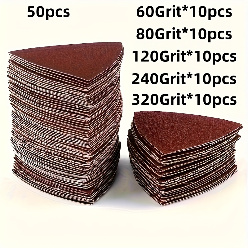 E-shop 30/50 Stück Schleifpad-Set für Oszillierwerkzeug, 3-1/8 Zoll Dreieckig Kompatibel mit Multitoolen, Mehrere Körnungen (60/80/120/180/240),