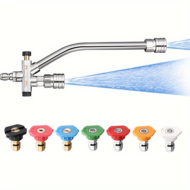 

Double Hose Pressure Washer Foam Gun With 7 Nozzle Heads, Electric Car Wash Soap Attachment, And 1/4 Inch Quick Connect - Stainless Steel