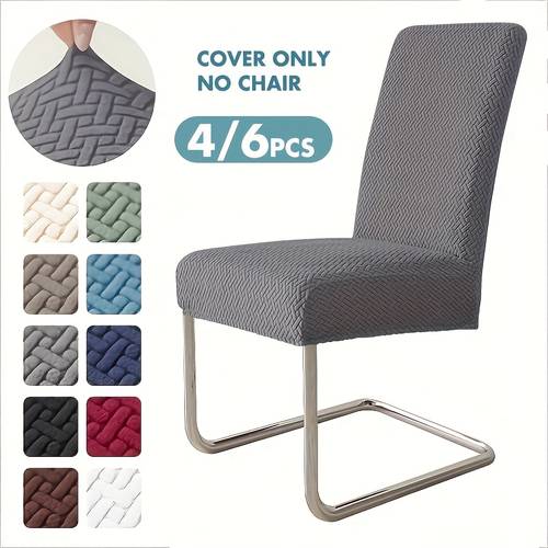 4 6pcs elastic twill jacquard chair covers for chairs hotel home dining and office chairs