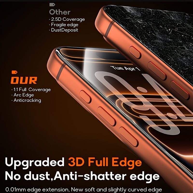 3-Pack 9D Ultra HD Tempered Glass Full Coverage Screen Protector for iPhone