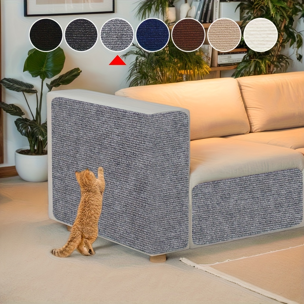 TEMU Durable Self-adhesive Cat Scratching Pad - Sofa Protector, Wall & , Beige & Brown Textured Design, Protects Against Scratches, Ideal For Indoor Cats, Cat Scratch Protector