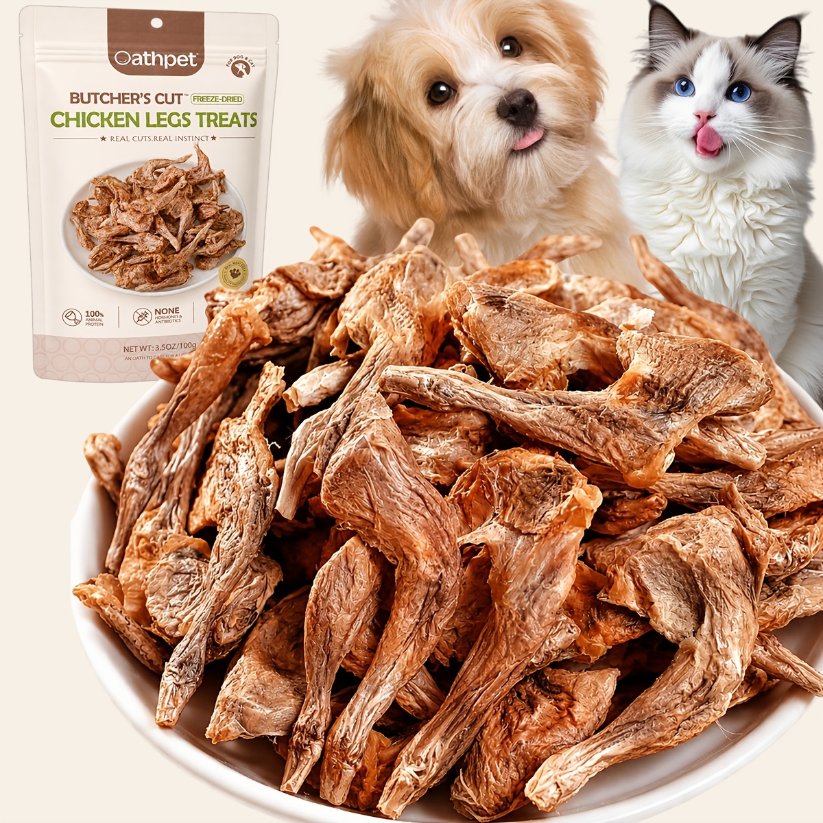 Freeze-dried Whole Chicken Drumsticks Suitable For - High-protein Single Treats, Crunchy Chew Bones, Poultry Snacks For Puppy & Kitten Diet, Bagged Container (no Preservatives)