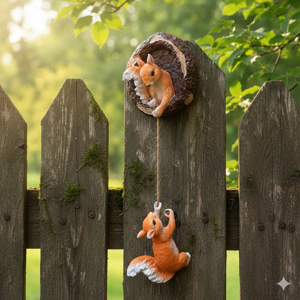 E-shop 2er-Set Klettereichhörnchen Garten Rasen Garten Outdoor Ornamente Geeignet für Außenwände, Zäune, Wandbehang, usw. Weihnachts-Geschenkidee