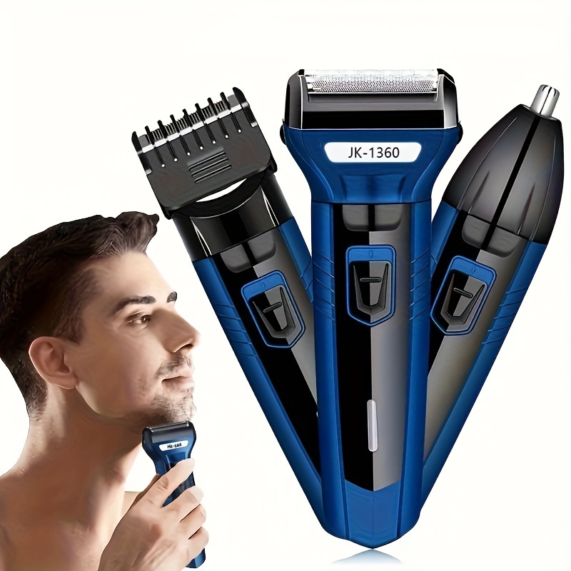 

Multi-functional 3-in-1 Men's Electric Razor - 3 Types Of Interchangeable Heads - Wet And Dry Shaving, Nose Hair Trimming Razor - The Ideal Gift For Men