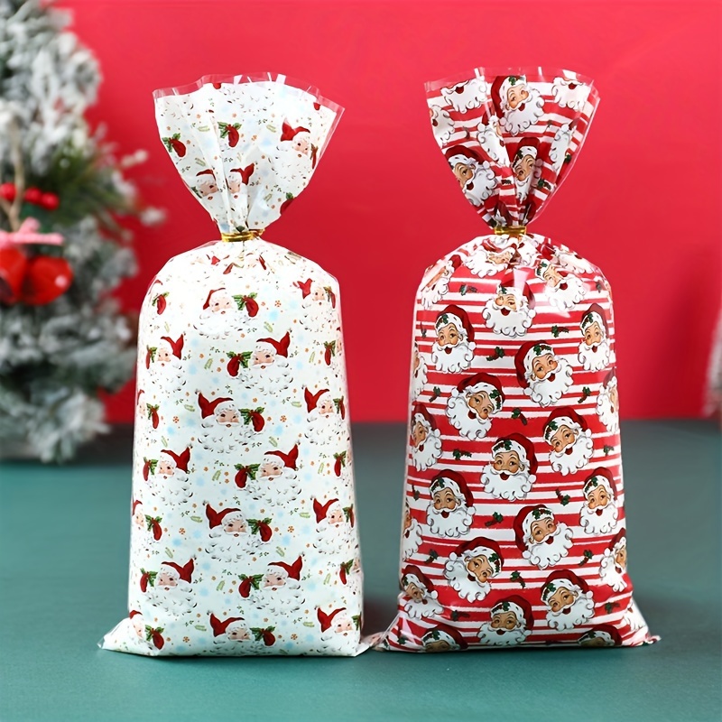 

25/50/100pcs Christmas Santa Plastic - Disposable Treat For Favors, Christmas And Decorations