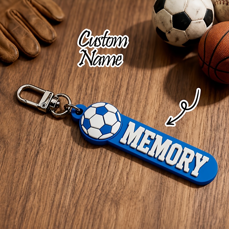 Customized Soccer Keychain, Personalized Name & Number Tag