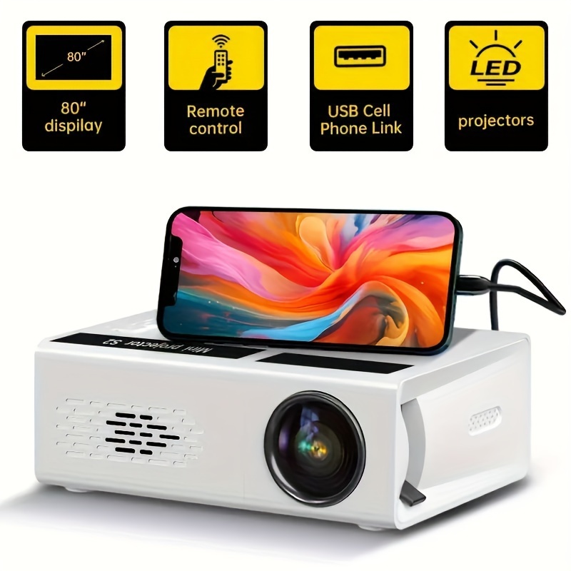 

Min Projector Support 1080p Projector Dual Same Screen 200ansi 1280*720p Theater Outdoor Portable