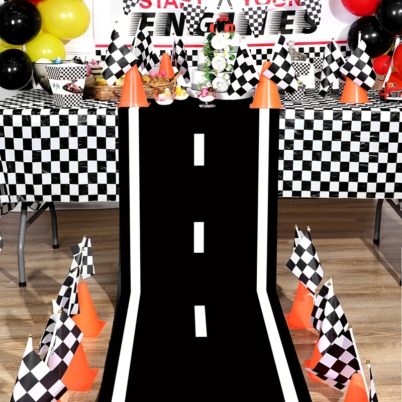 1pc race car party decoration black white checkered Temu South