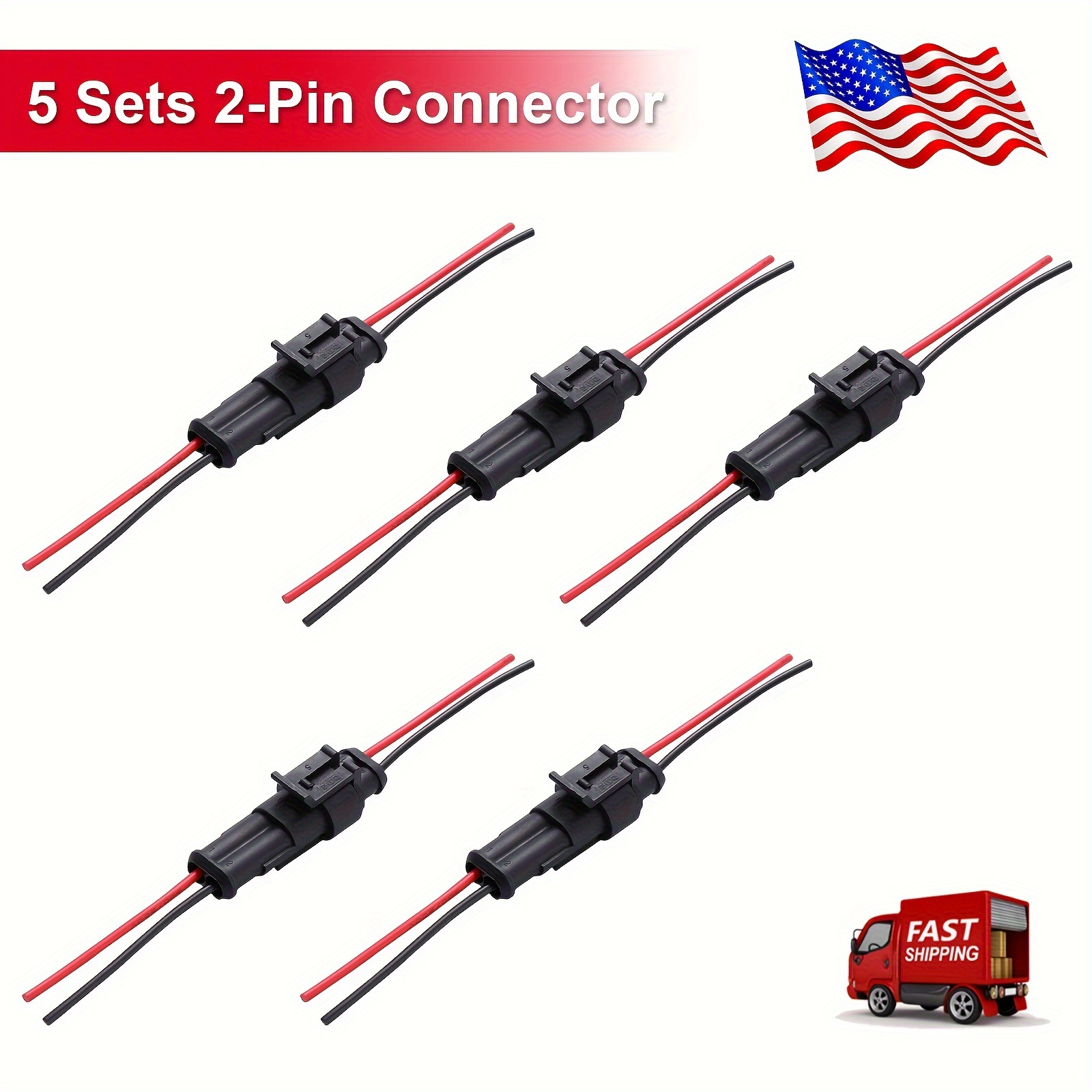 

5 Sets 2pin Electrical Wire Cable Connector Male Female Way Plug Kit