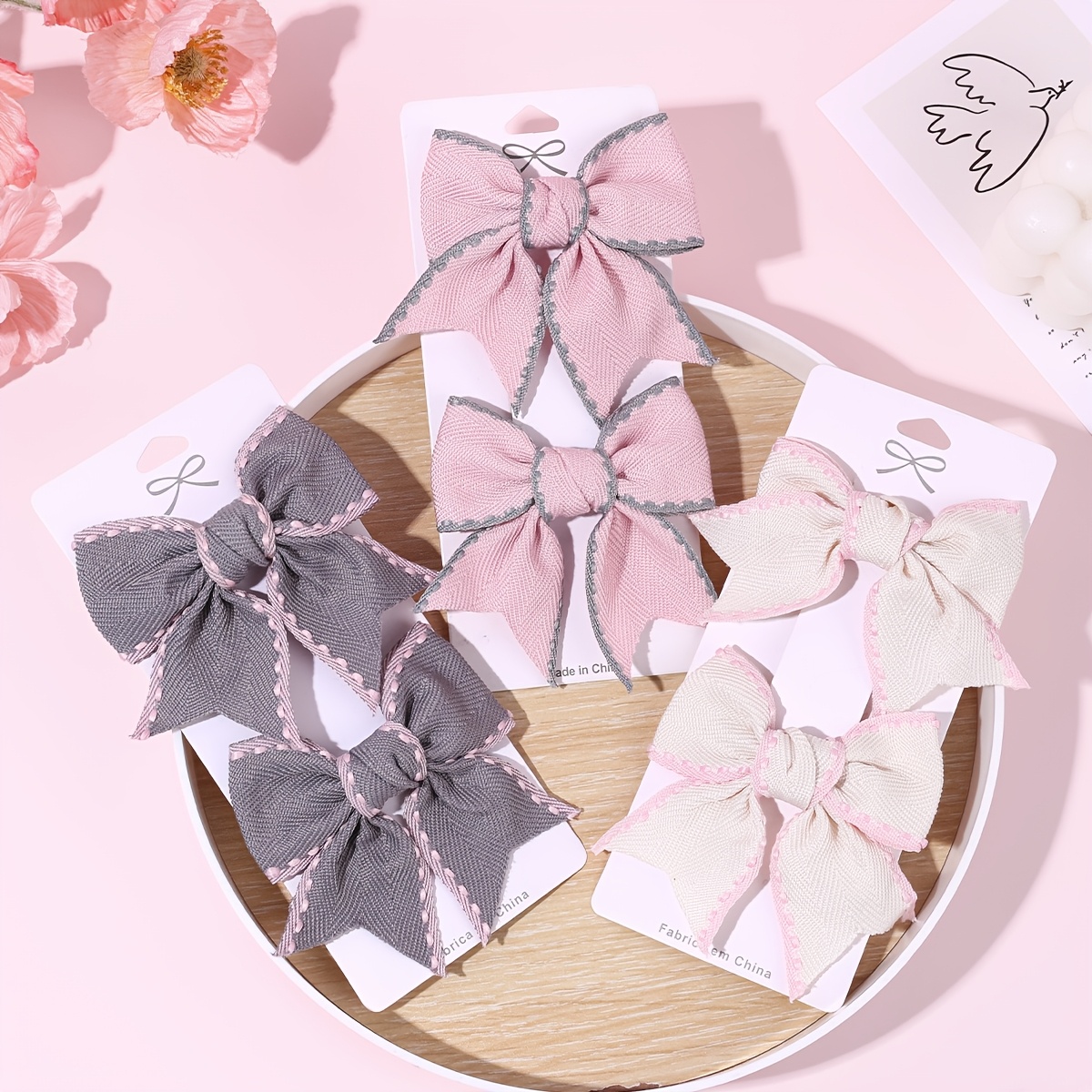 TEMU 6 piezas de pinzas para el pelo de estilo Preppy JK, pasadores de tela con bloques de color, horquillas elegantes, accesorios de pelo versátiles