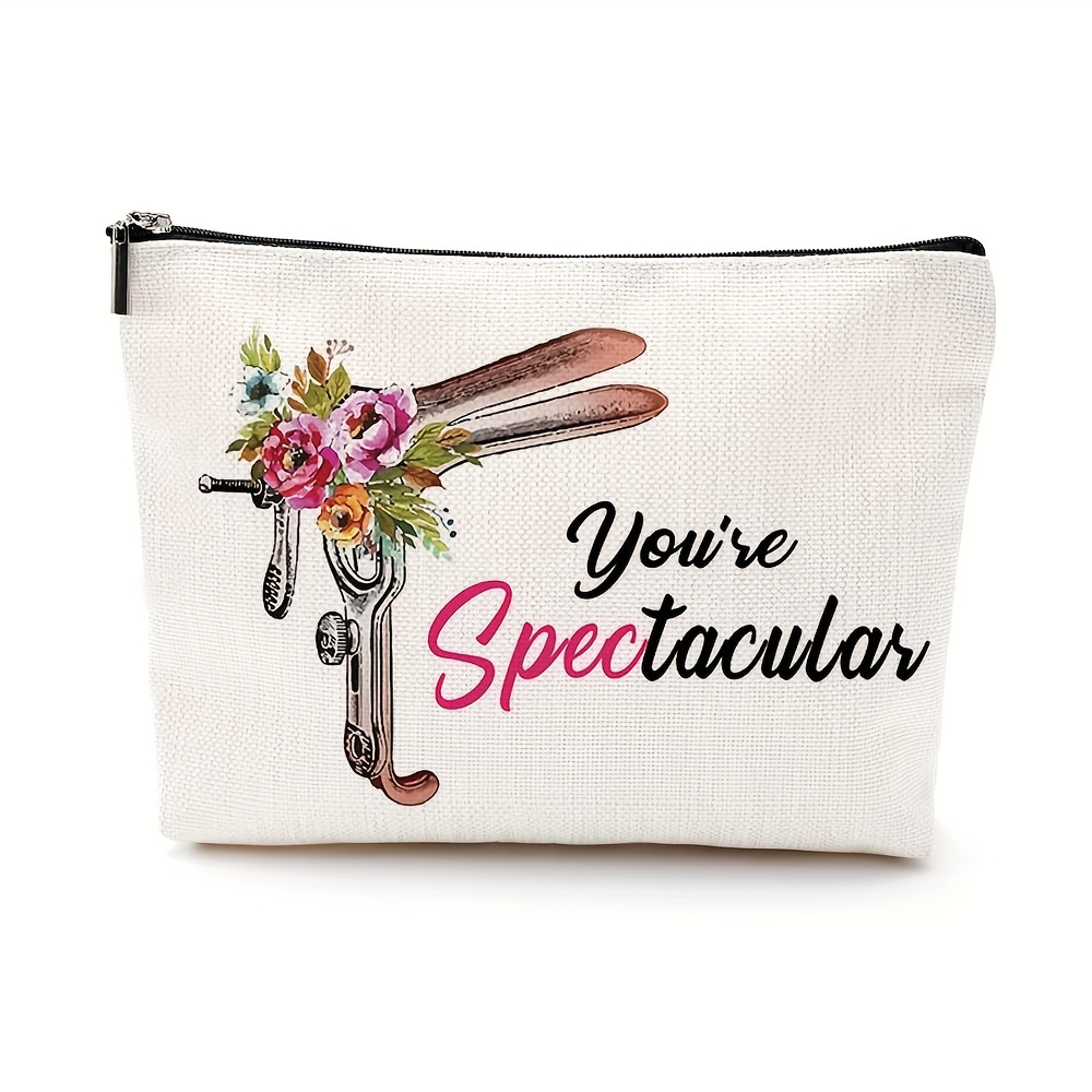 

1pc Linen Cosmetic Bag With Inspirational Quote, Spectacular Makeup Pouch For Midwife, Ob-gyn, Doctor, Nurse - Thank You/graduation/birthday/christmas Gift, Travel Toiletry Organizer