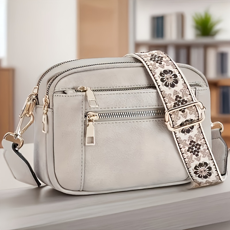 TEMU Square Women's Crossbody Bag, Large Capacity Pu Multi-functional Casual Shoulder Bag With 4 Card Slots, Adjustable Shoulder Strap, Perfect For