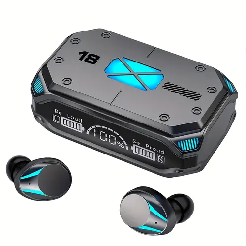 true wireless earbuds metal in ear headphones wireless gaming earbuds cordless ultra low latency cool mecha earphones tws stereo ear buds