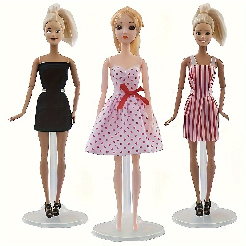 

10-piece Adjustable Doll Stands - Contemporary Style, No Power Needed, Plastic Display Holders For Action Figures & Collectibles