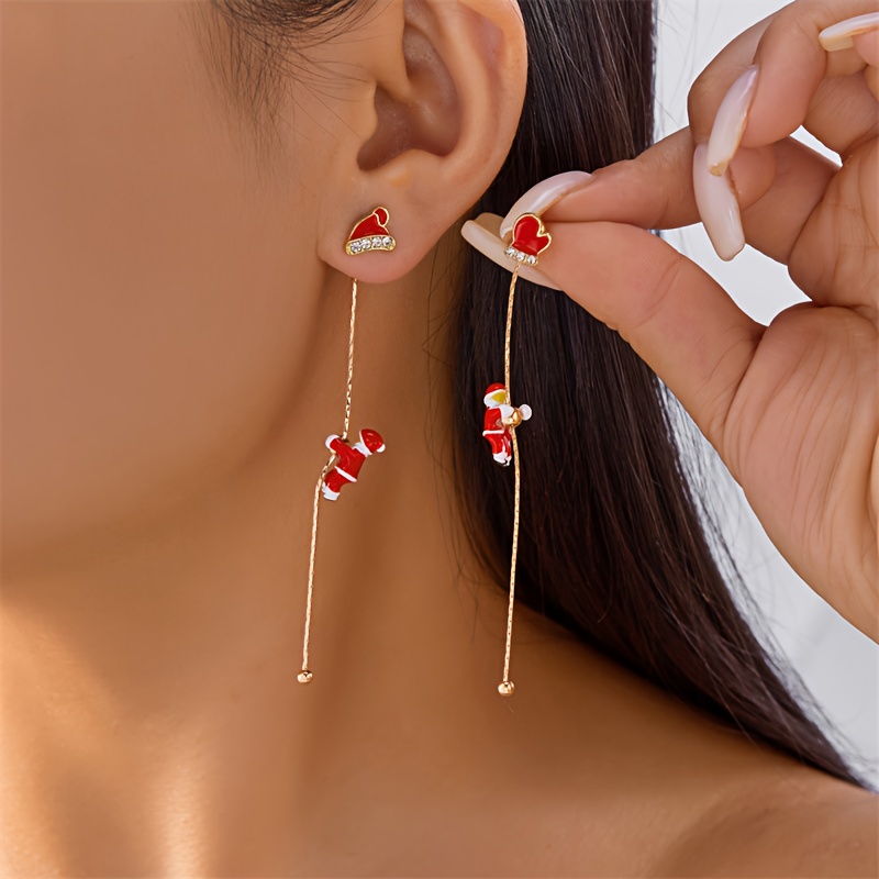 Image of Fashionable Christmas Long Tassel Earrings, Elegant Women's Earring Style, High-end Celebration, Daily Party Ear Studs