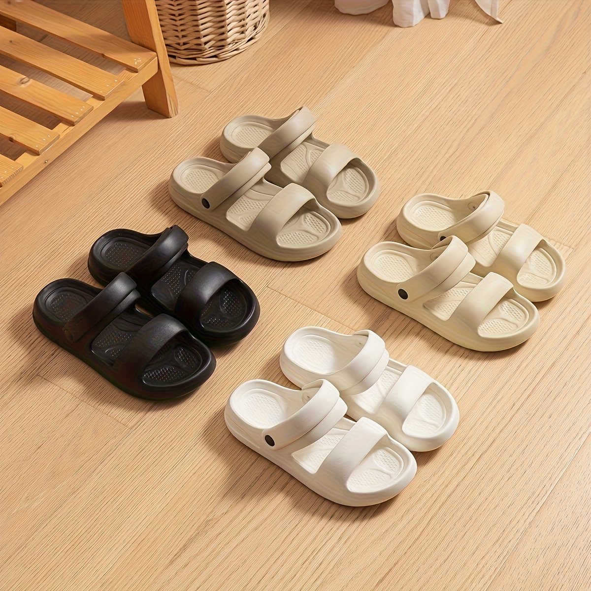 grace womens eva slide sandals open toe double strap indoor outdoor slippers lightweight comfortable casual     perfect valentines gift indoor slippers minimalist sandals eva material strappy sandals Product details 3