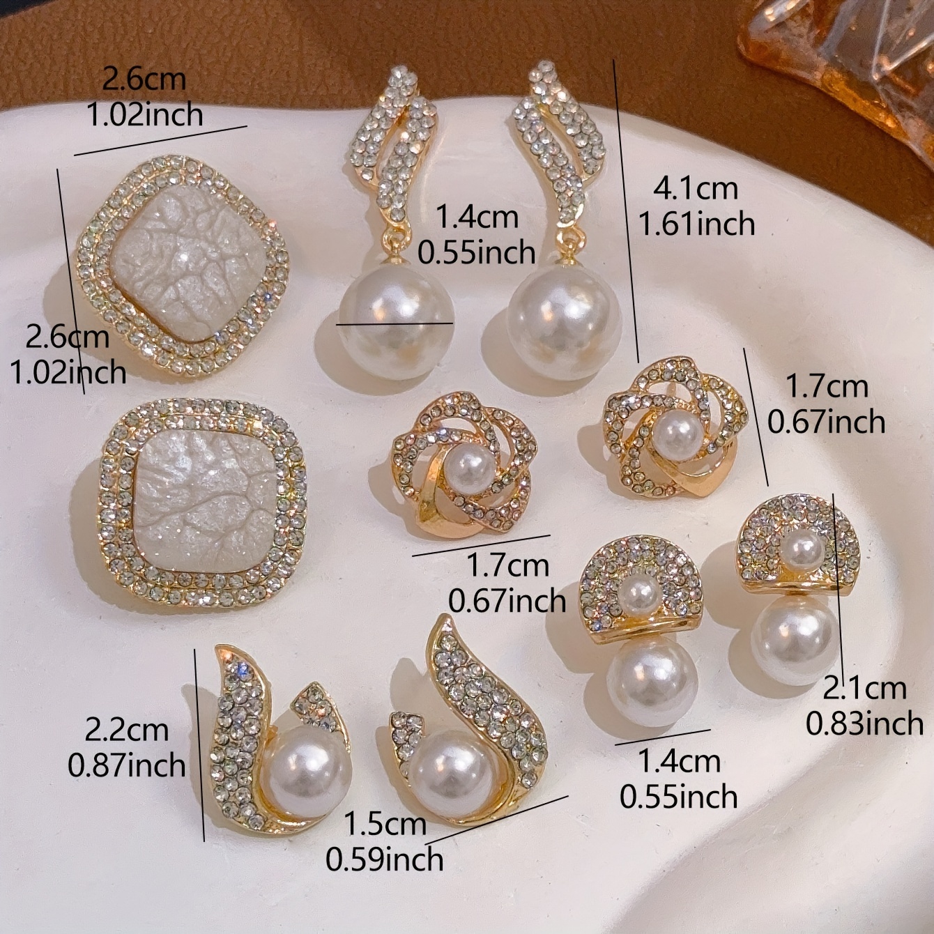 a set of five pairs of stylish and elegant womens daily earrings featuring a vintage geometric glass inlay with a   details 2