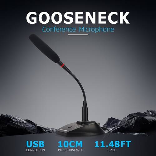 professional wired moving coil gooseneck microphone system adjustable in does not batteries usb plug and play 11 48 feet long with a pickup distance of 10 cm suitable for table meetings