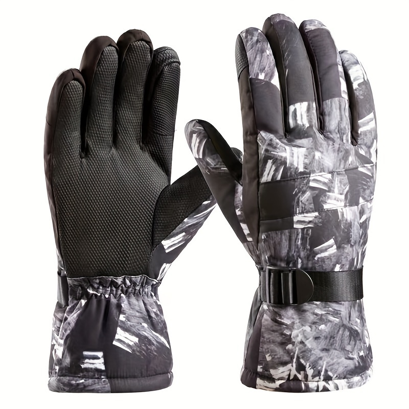 Image of Winter Ski Gloves Men's Warm Anti-slip Fleece Thickened Large Size Mountaineering Outdoor Sports Motorcycle Gloves