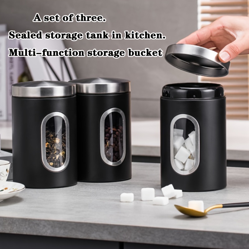 

1pc Airtight Stainless Steel Food Storage Container - Reusable, Round Metal Jar With Lid For Coffee Beans, Tea, Sugar & More - Kitchen Organization