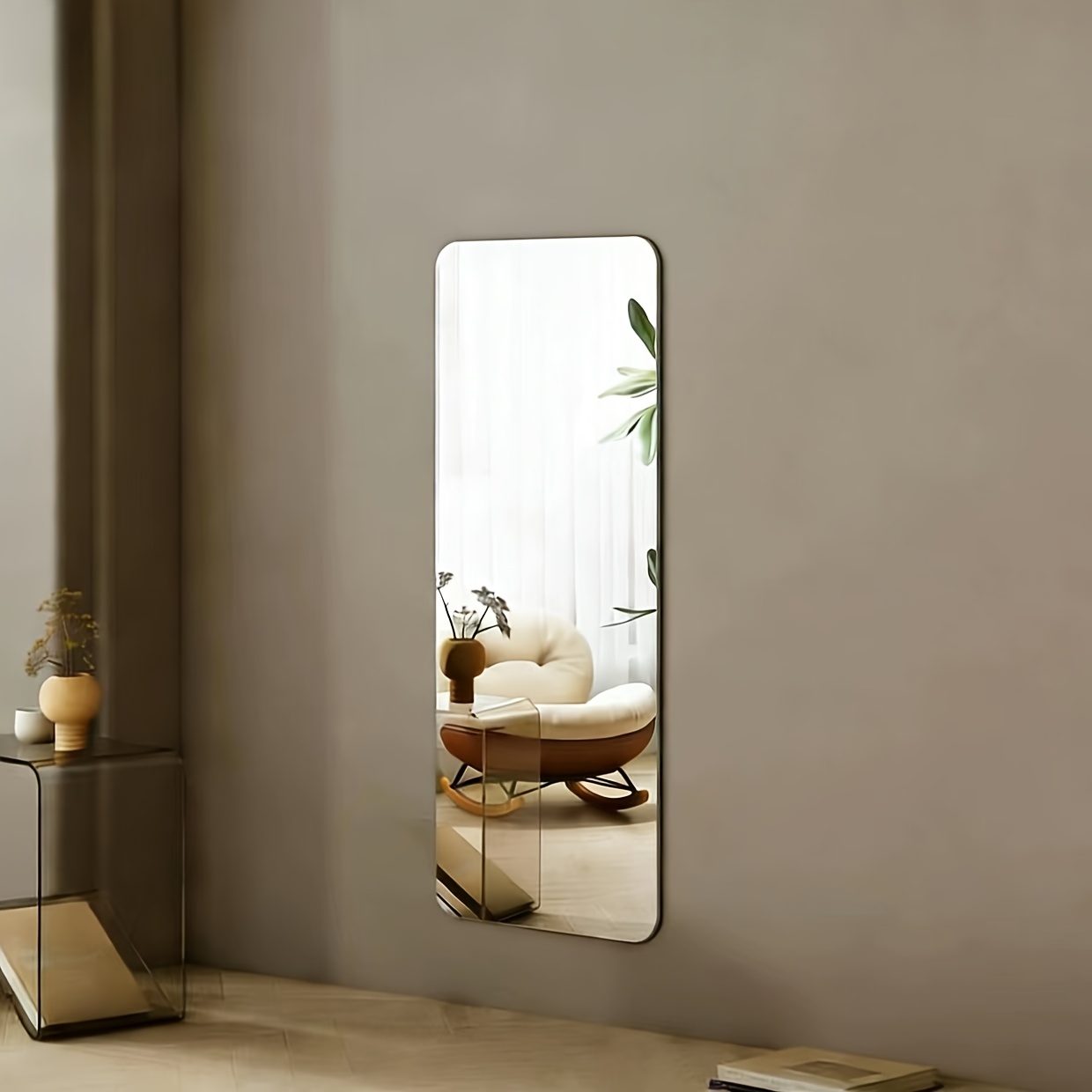 item picture 1  anti scratch acrylic full length   fitting   makeup   bathroom   high definition anti scratch acrylic makeup   bedroom vanity   bathroom   no drilling required   installation