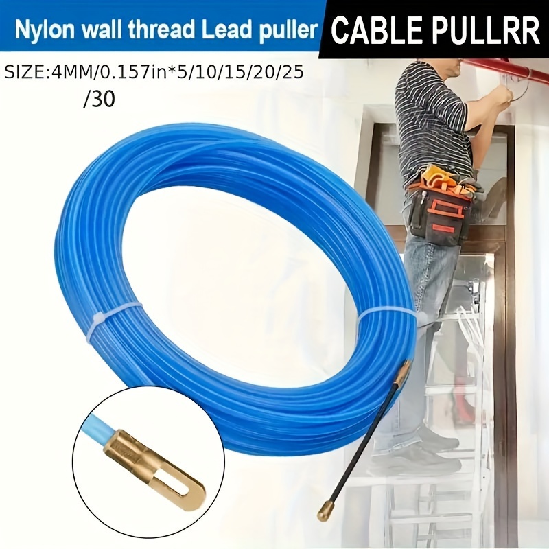 

Nylon Fish Tape Electrical Wire Threader, 4mm Non-conductive Fiberglass Cable Puller With Brass Tip, Easy Wall & Wiring - Multiple Length Options