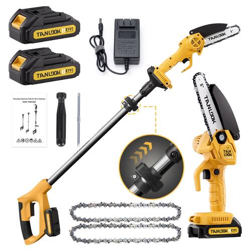 item picture 2 in 1 cordless high branch saw with extendable electric saw with battery chain charger tree pruning saw with telescopic rod large capacity battery suitable for gardens courtyard pruning trees a gift for