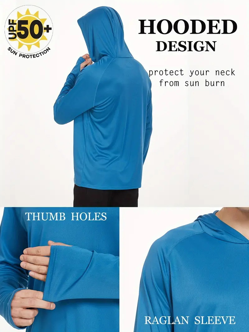 Men's Upf 50+ Sun Protection Hoodie Long Sleeve Comfy Quick - Temu Canada