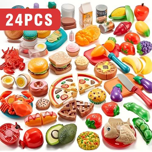 play mini and vegetable cutting fun 24pcs of fruit and vegetable combination toys pretend food toy set suitable for early basic party supplies christmas supplies products and colors are random