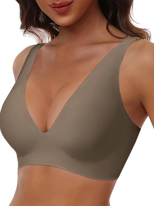 womens wireless comfortable seamless bra with deep v support lingerie