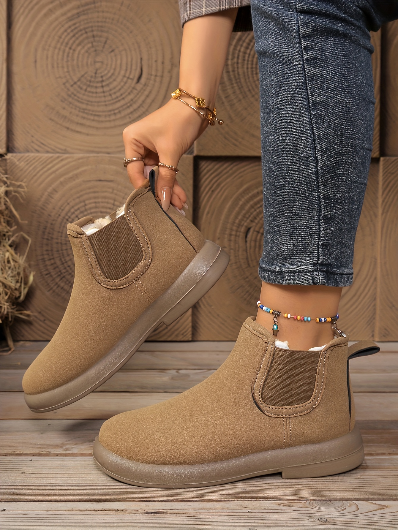 womens winter boots slip on flat heel ankle boots with cushioned insole non slip eva sole cozy fleece lined cold weather shoes for moms office Product details 14