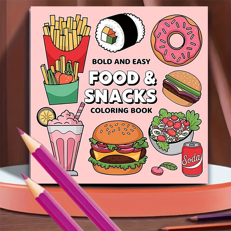 

Food-themed Softcover Coloring Book For Adults - 20 Pages, Paper, Ideal Gift For Christmas, Halloween &