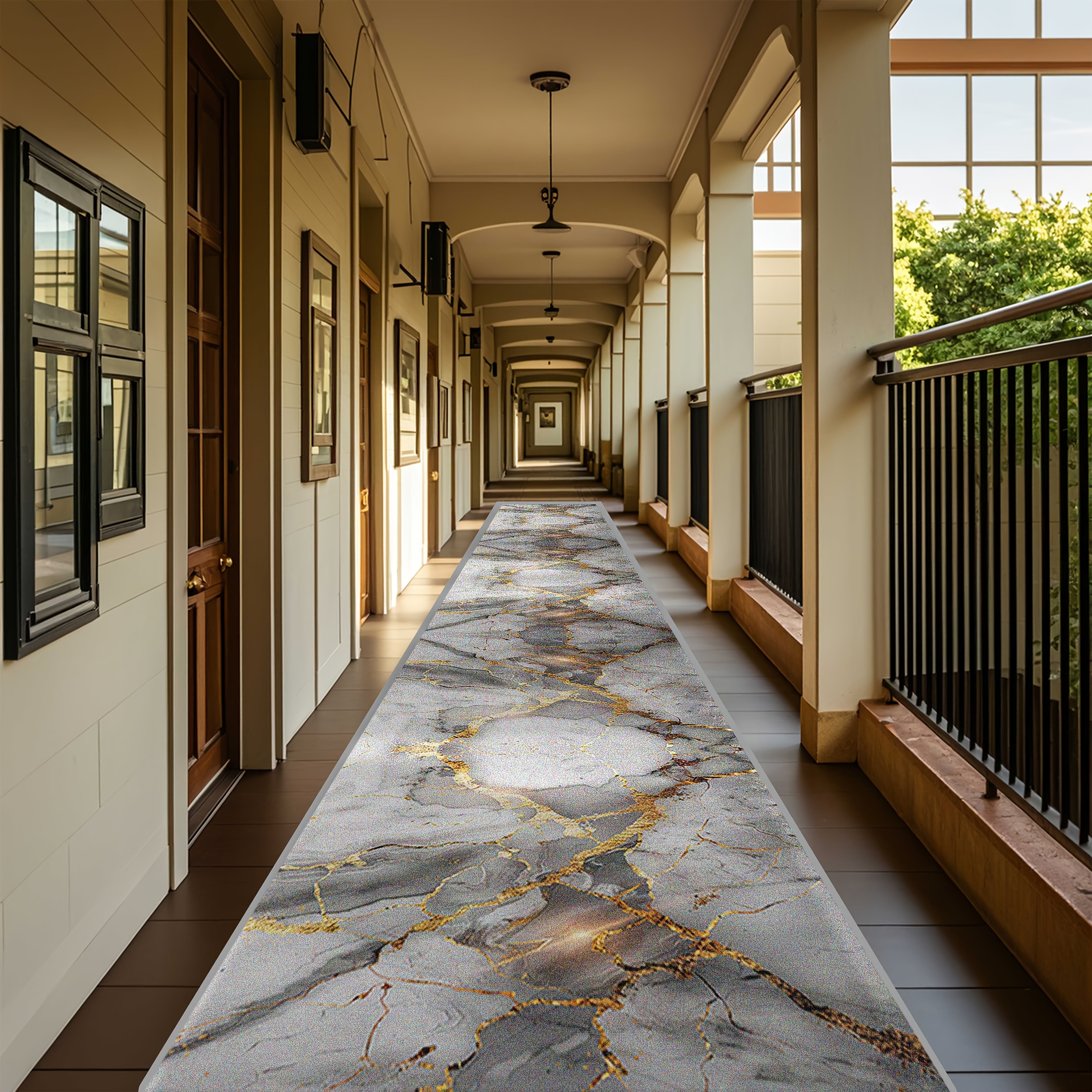 TEMU Golden Diamond Velvet Runner Mat, 1pc, Elegant And High-end Artistic Marble Texture With , Beautiful And Exquisite Bordered Home , Non-slip