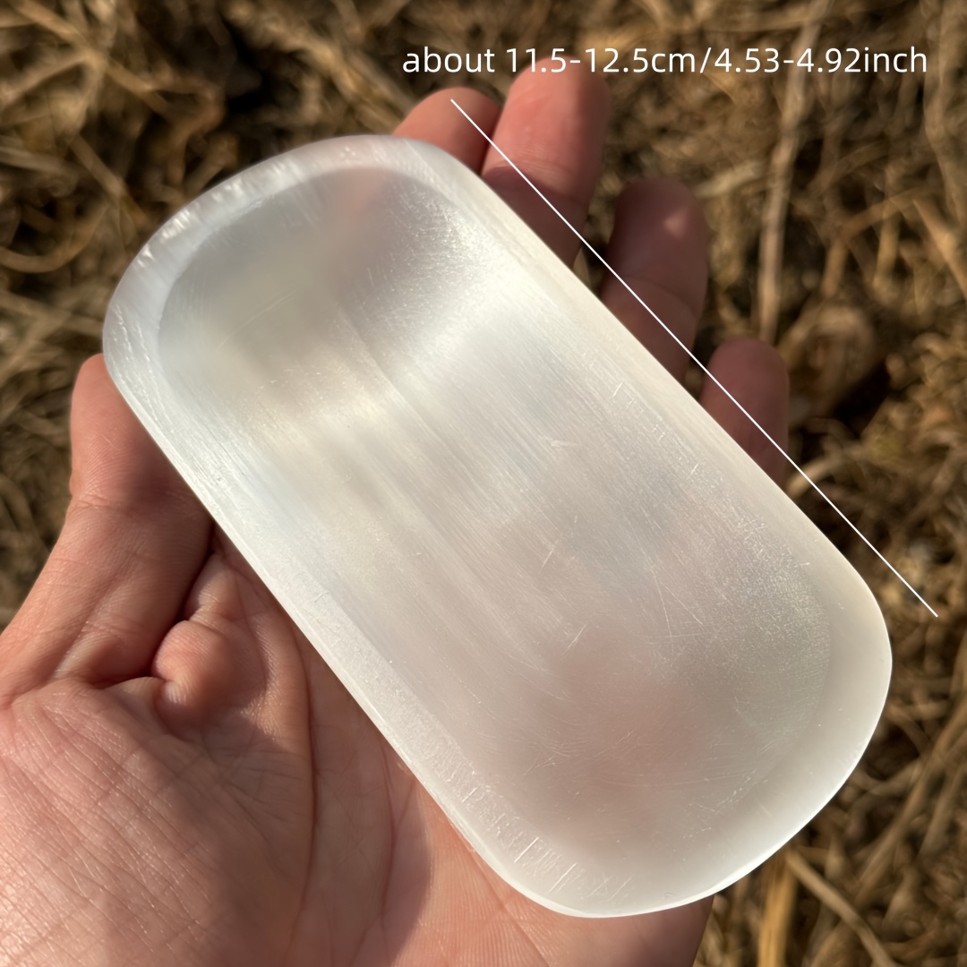 TEMU 1pc Selenite Crystal Bowl - Solid Charging Plate & Meditation Tray For, Meditation,, Home Altar - Bowl Suitable For Meditation,,, Home Altar