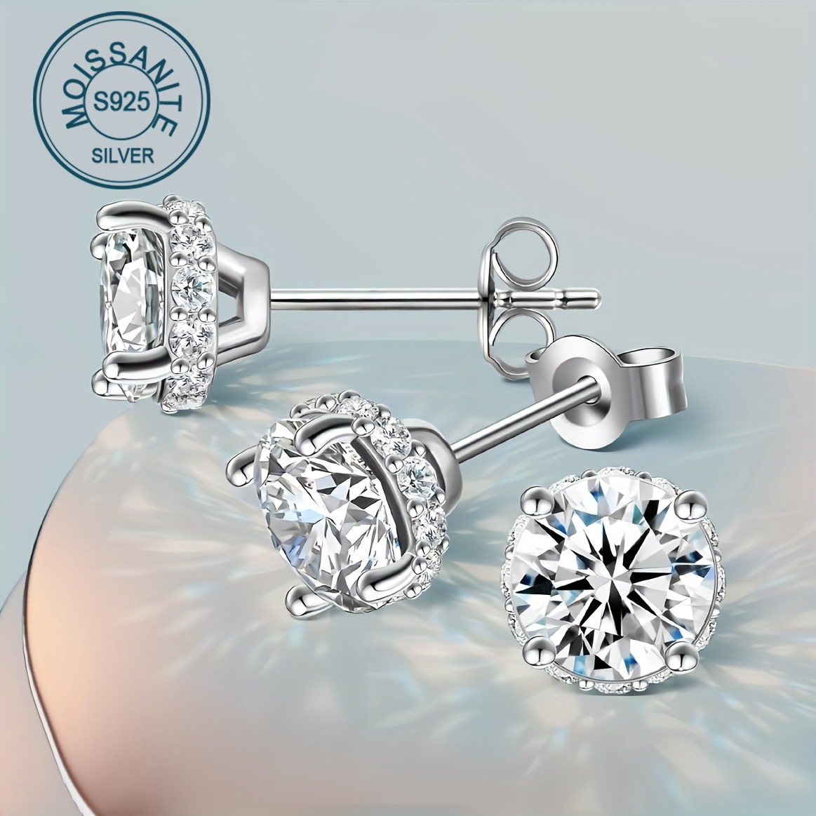 

1ct Moissanite Stud Earrings Elegant 925 Silver Niche Design Luxury Ear Piercing Jewelry Accessory Gifts For Women