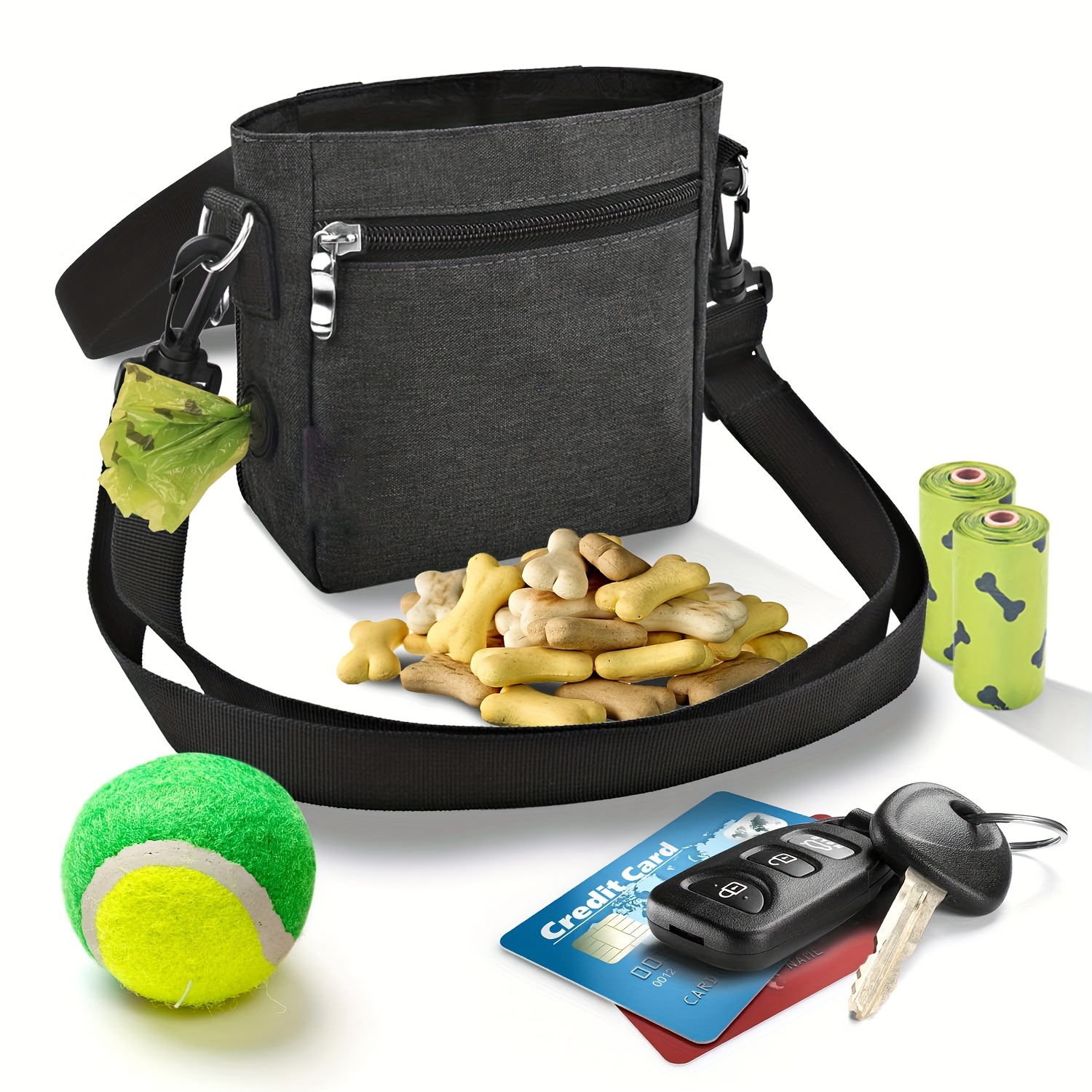 

Dog Snack Bag, Dog Snack Bag With Magnetic Closure, Dog Training Bag With Removable Lining, Dog Snack Bag With Adjustable Waist And Shoulder Straps, Free 2 Rolls Of Dog Snack Bags