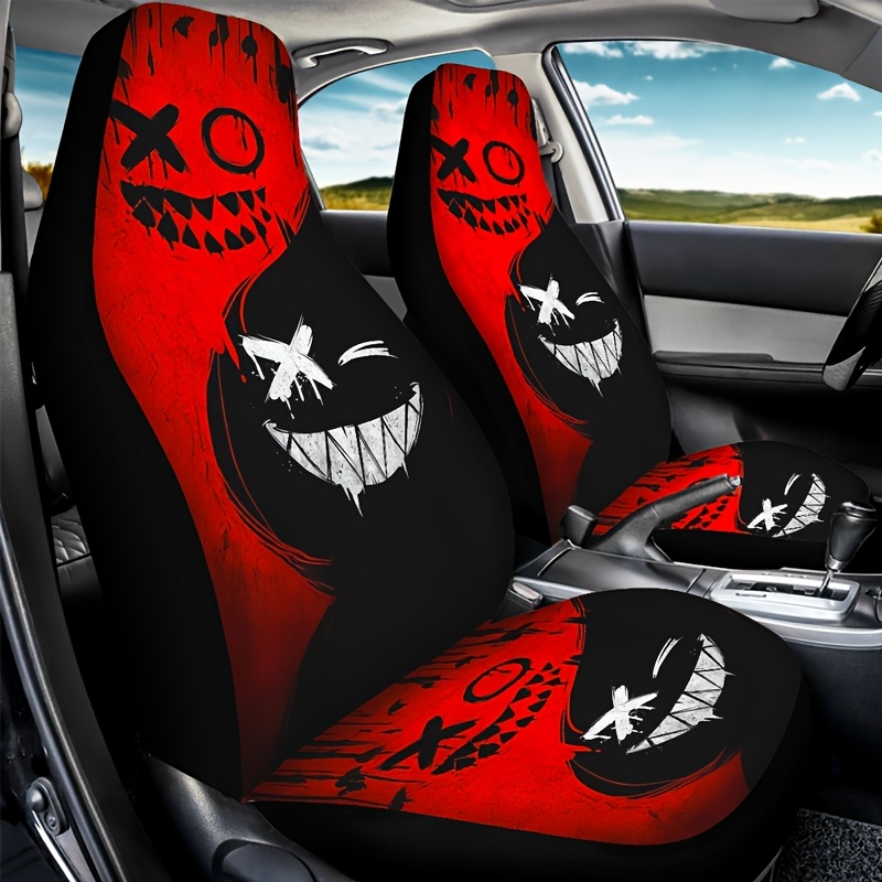 

Horror Face 2pcs Car Seat Covers - Washable Polyester, Fits Suvs & Trucks, Fit- , For A Stylish