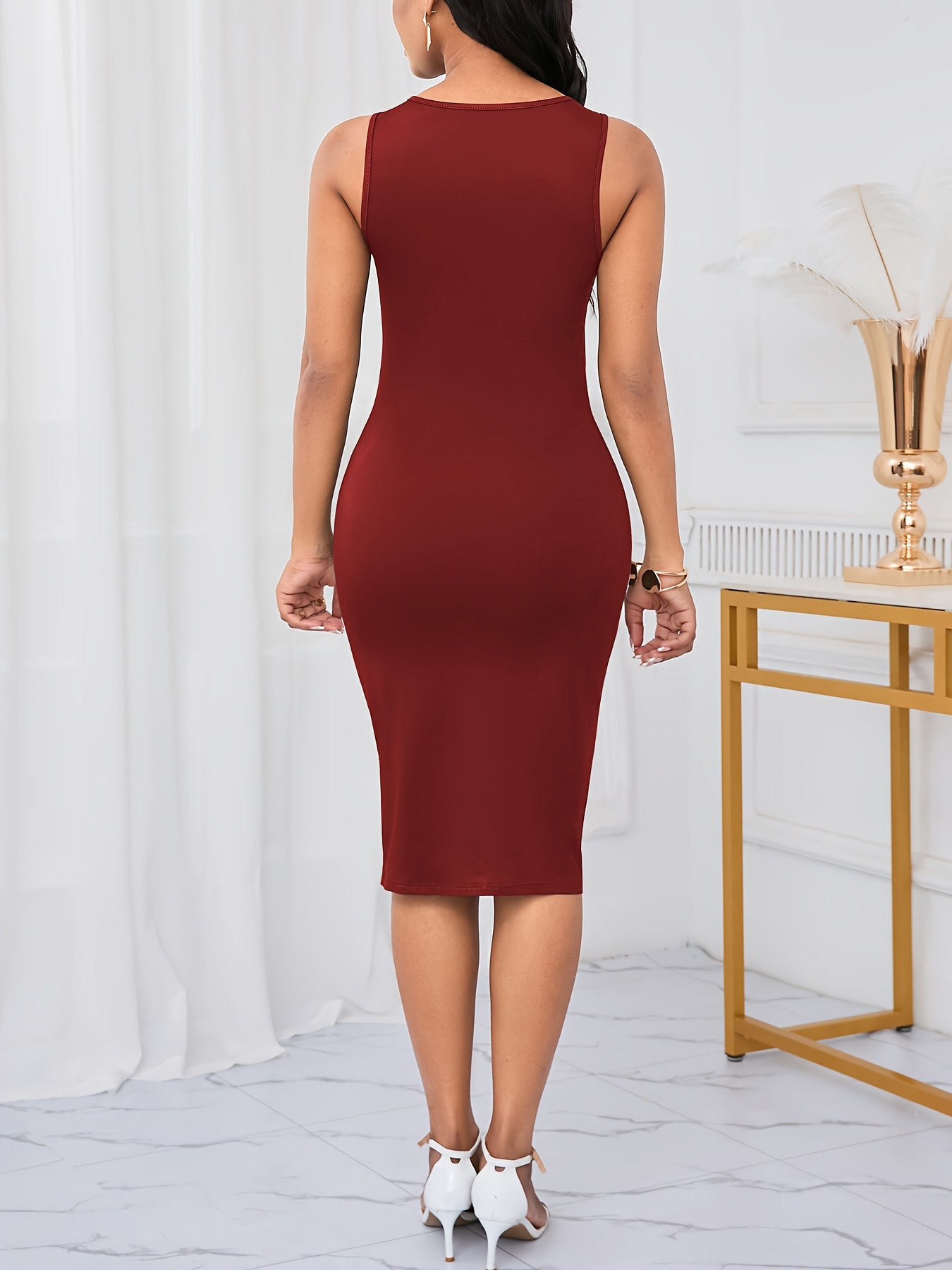 Vestido de tanque com bloco de cores  3