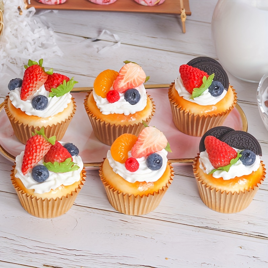 6pcs Simulation Cupcake, Suitable For Parties, Father's Day, Commencement Season Graduation Season, Wedding And Other Universal Festivals, Table Dessert Table Decoration Kitchen Decoration