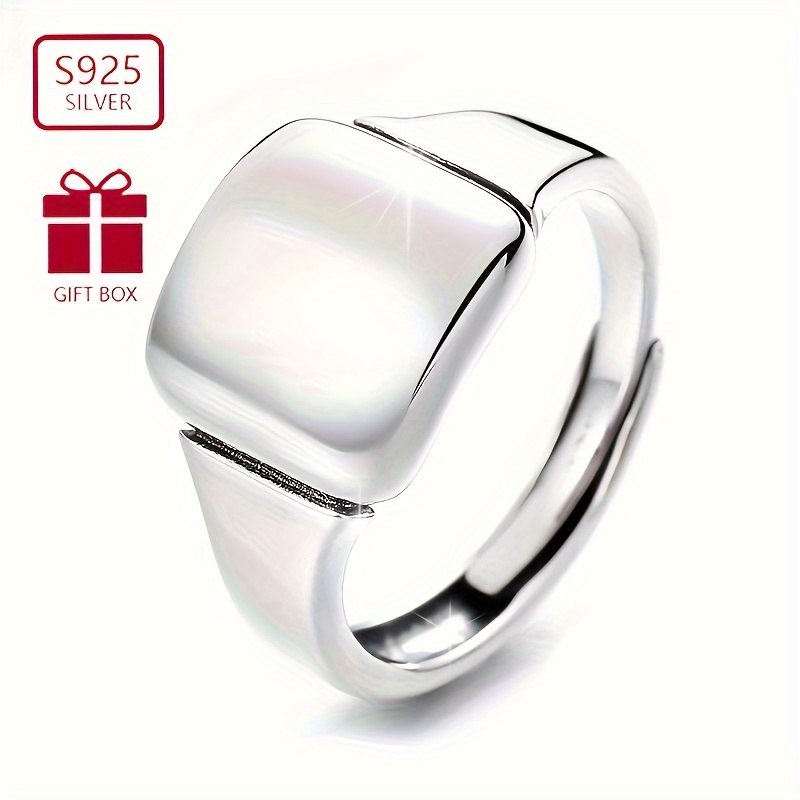 

1pc/2pcs 925 Sterling Silver Signet Ring Polished, Frosted Or Both Of Them Just Make Your Call Adjustable Jewelry For Men And Women ( Style A, 3.3g Style B, 4.6g)