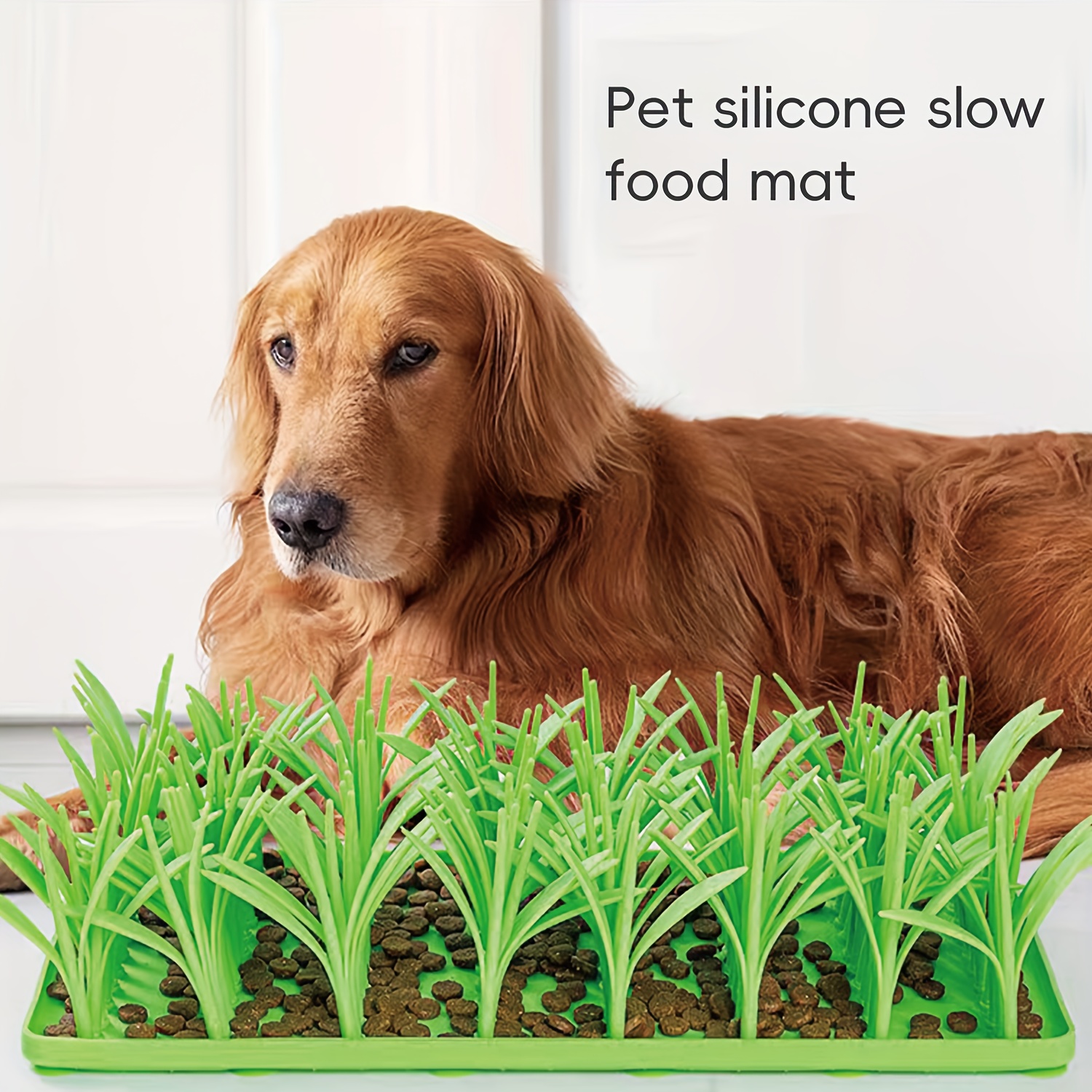 

1pc Pet Silicone Slow Food Mat, Creative Grass Design Licking Pad, Cat And Dog Eating Non-slip Slow Food Pad